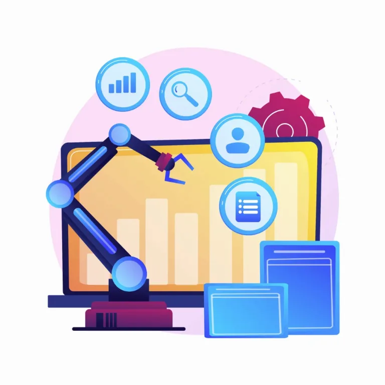 Brazo robótico realizando varias tareas de automatización empresarial
