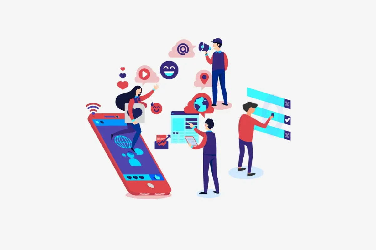 Personas comunicándose entre sí con medios digitales